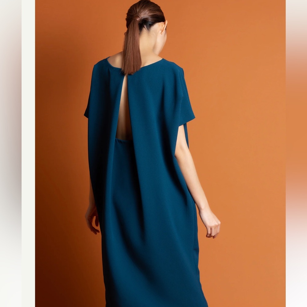 Kaarem Triangle Dolma dress open back in turquoise sz S